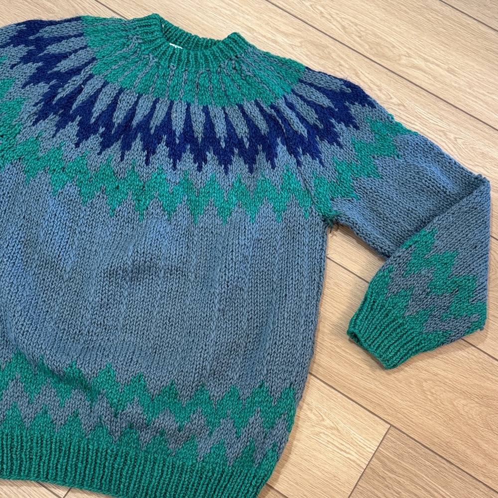 Vintage Greek Knitwear 100% Wool Chunky Knit Sweater Holiday colorful